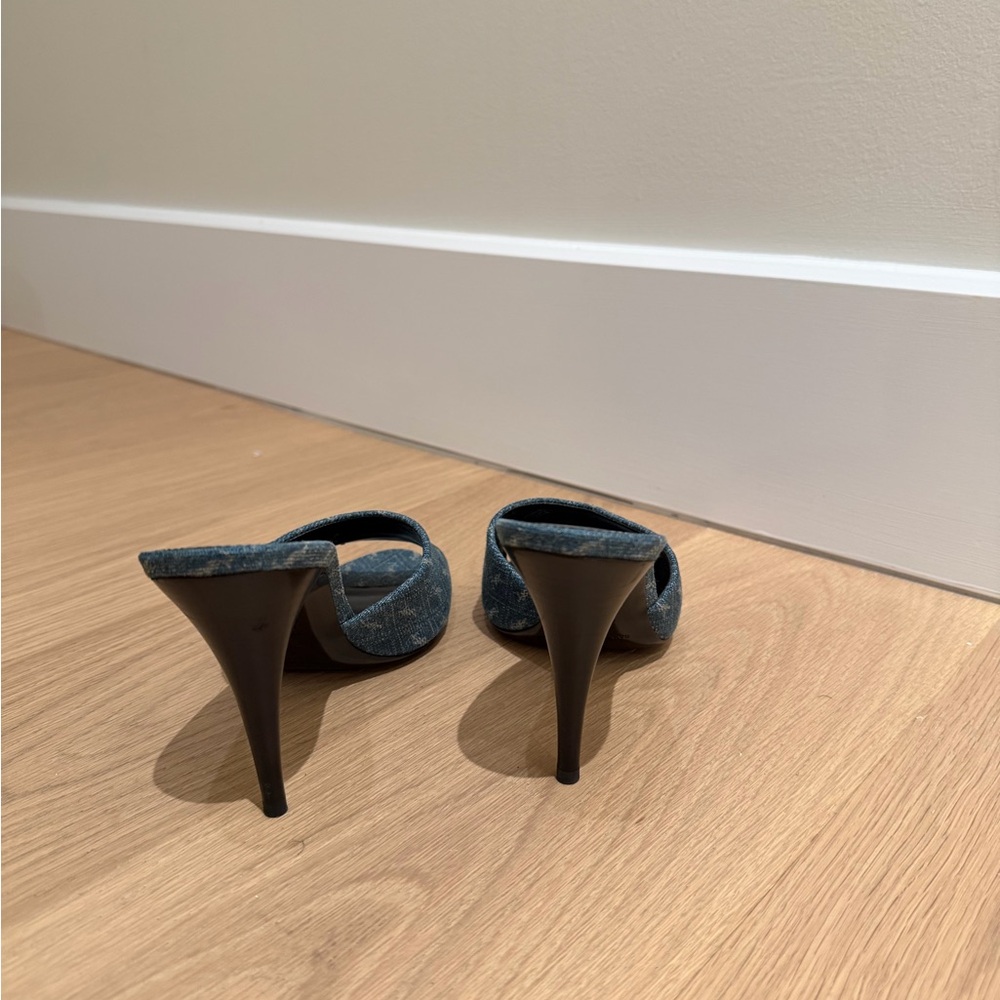 Saint Laurent Denim Blue Heeled Mules - Picture 9 of 9